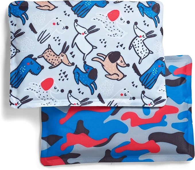 Cool Coolers by Fit & Fresh 2 Pack Soft Ice, Flexible Stretch Nylon Reusable Ice Packs for Lunch Boxes & Coolers, Happy Dogs