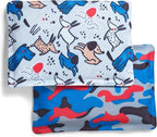 Cool Coolers by Fit & Fresh 2 Pack Soft Ice, Flexible Stretch Nylon Reusable Ice Packs for Lunch Boxes & Coolers, Happy Dogs