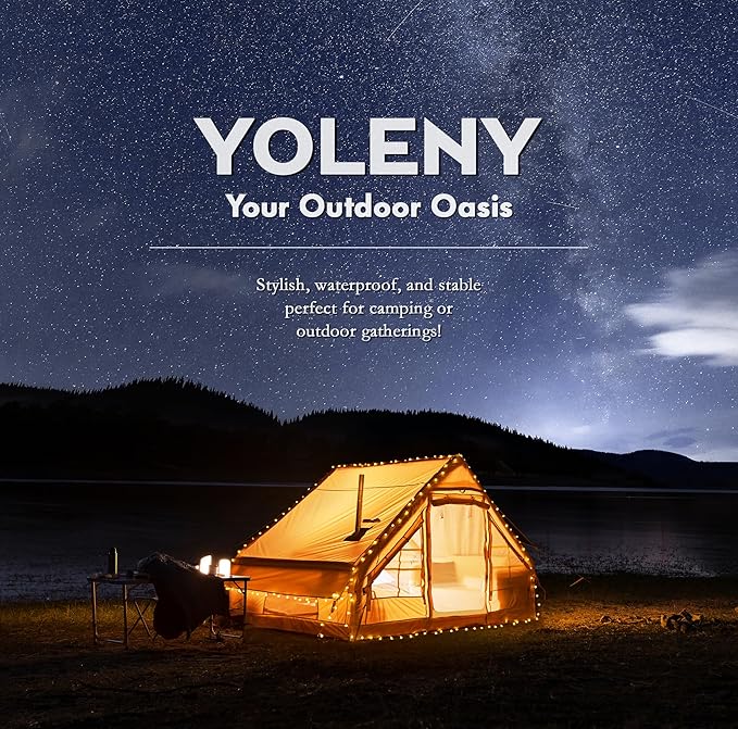 YOLENY 2-4 Person Inflatable Tents for Camping, Quick Setup in 2 Minutes with Hand Pump, 4-Season Waterproof Windproof Oxford Blow Up Tent