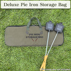 Deluxe Pie Iron Bag for Mountain Pie Maker Cast Iron Storage Fits up to 4, Heavy Duty Padding with Extra Pocket for Campfire Accessories, Strong Straps to Secure, Camping Storage Bag 32×12in