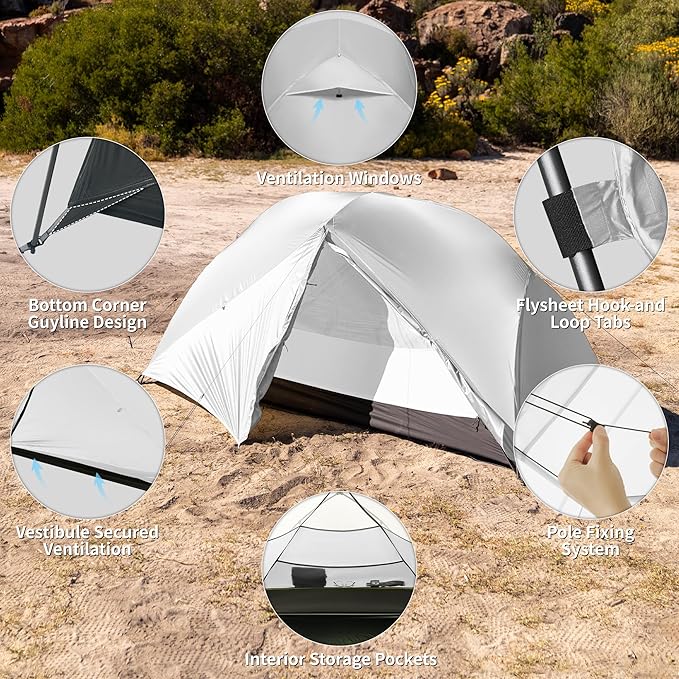 Naturehike Mongar Pro 1/2/3 Person Backpacking Tent,Waterproof Nylon Easy Setup Lightweight Camping Tent