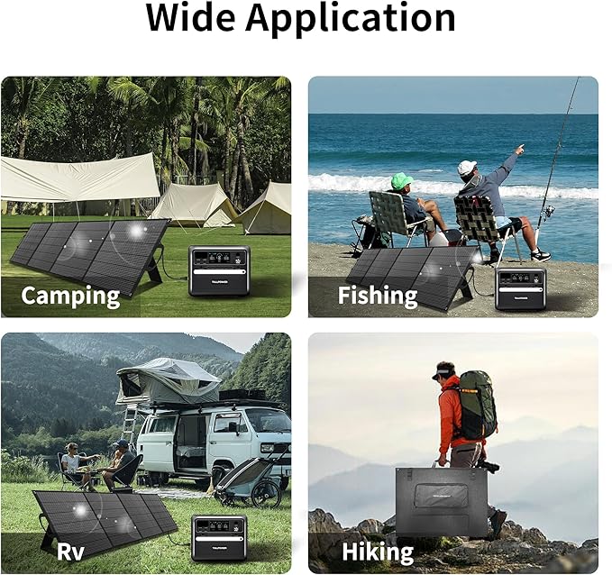 400W Portable Solar Panel, Lightweight Foldable Solar Panel with Adjustable Kickstand, Suitcase with Handle, Solar Charger for Camping, Outdoor Activities