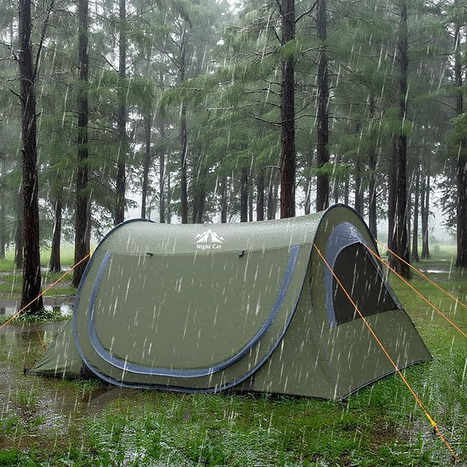 Night Cat Pop-up Camping Tent: 1 2 Person Tent Waterproof Instant Easy Setup Tunnel Tent