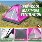 2 Person Camping Tent with Rain Fly and Carrying Bag - Lightweight Outdoor Tent for Backpacking, Hiking, or Beach Use by Wakeman Outdoors