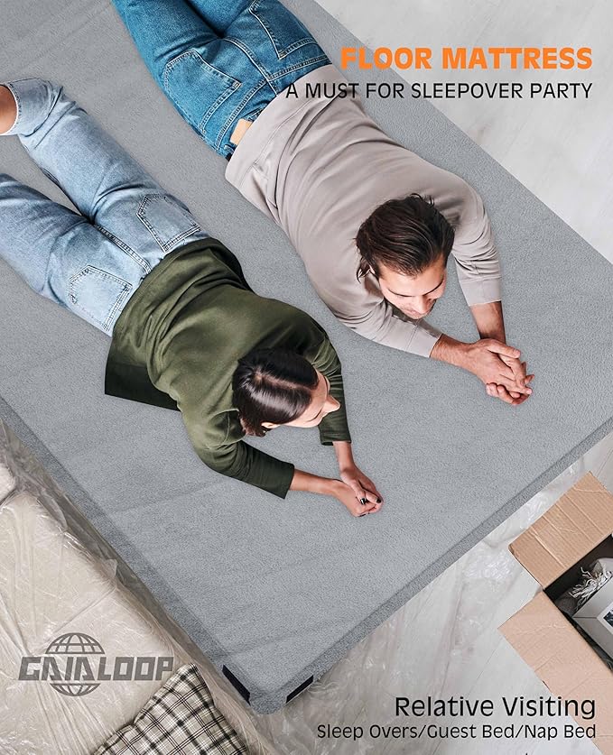 4 INCH Extra Thick Memory Foam Camping Mattress, 30D Foam Camp Pad for Car Tent Cot, Roll Up Mattress for Guests Sleepovers RV Truck Camper
