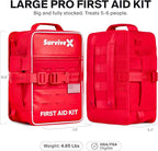 Large Pro First Aid Kit for Car, Travel & Home - Emergency Kit for Hiking, Camping, Backpacking and Outdoors - Includes Zip Stitch Wound Closure Strips