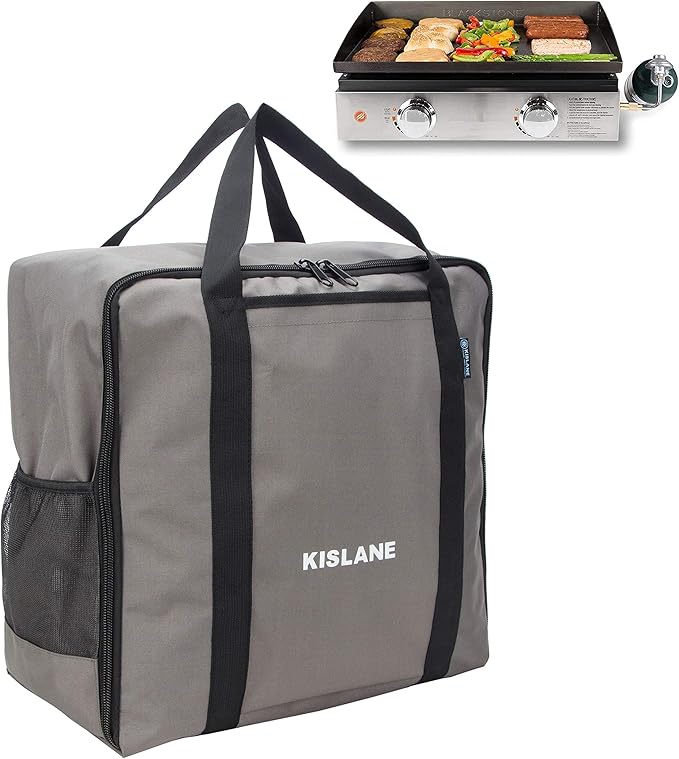 KISLANE Griddle Carrying Bag Fits for Blackstone 17’’ Tabletop Griddle, Griddle Accessories Storage for Outdoor BBQ, Gatherings, Camping (Grey)