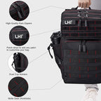 LHI Military Tactical Backpack for Men and Women 45L Army 3 Days Assault Pack Bag Large Rucksack with Shoe Compartment - Black red line