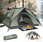 2-3 Person Camping Tent, Instant Pop Up Tents for Camping - 40s Automatic Easy Setup Tent with Rainfly, Double-Layer 3500mm Waterproof & Windproof Instant Tents for Hiking Backpacking