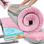3 Inch Memory Foam Camping Mattress, Dual Layer Thick Sleeping Camp Pad for Car Tent Cot, Roll-Up Portable Glamping Floor Bed for Guests Sleepover