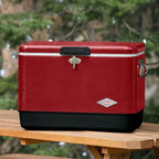 Coleman Vintage 54qt Steel Belted Cooler, Keeps Ice Up to 4 Days, 85-Can Capacity Hard Cooler with Drain & Have-A-Seat Lid