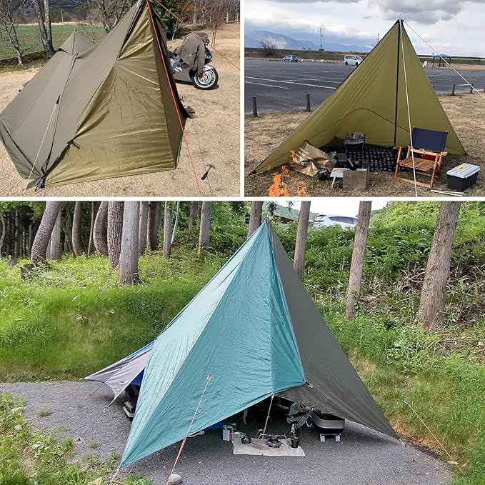 TRIWONDER Camping Tarp Cover Waterproof Rain Fly Tent Ground Cloth Footprint Hammock Shelter for Outdoor Hiking Picnic Beach (Dark Green+Accessories)