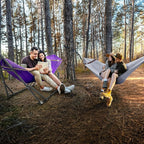 Tranquillo Combo x2 Hammocks with Stand for Outside & Tree Straps, Heavy Duty Hammock with Stand 600lbs for Indoor Outdoor Patio Backyard, x2 Hammocks for 2 Person (Combo - Purple, Medium)
