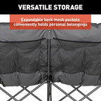 Lippert Big Bear Dark Grey Heated Folding Camping Loveseat with Power Banks, Four Heat Zones, 600-lb. Weight Capacity, 600D Polyester Fabric, High-Loft Cushioning, Zippered Carrying Bag - 2024043335