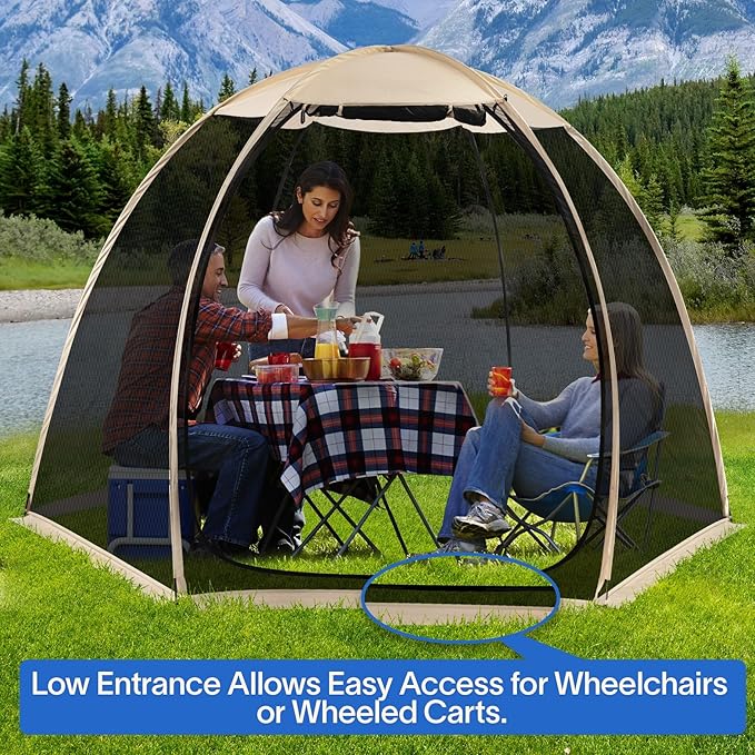 Alvantor Pop Up Screen House Gazebo with Mosquito Netting, Instant UV Resistant Sun Shelter for Patio & Backyard, Portable Canopy Tent for 2-10 Person