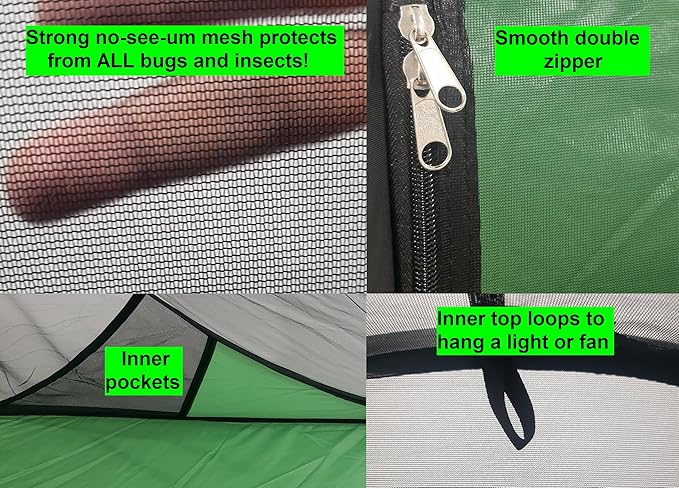 SANSBUG Bug Tent for One Person (Instant Pop up, Strong No-See-um Mesh, Poly Floor)