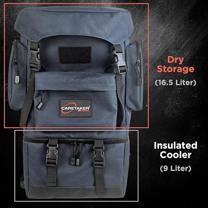 Caretaker Cooler Backpack Combines Insulated Cooler for Food with Dry Storage for Gear – Blue