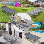 ABORON Oversized XXL Folding Camping Cot W/Mat for Adults, 78" L x 32" W x 18" H, Heavy Duty Outdoor Bed with Carry Bag,1200 D Layer Oxford Travel Camp Cots
