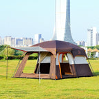 KTT Large Tent 6-8-10 Person,Family Cabin Tents,2 Rooms,2 Doors and 4 Windows with Mesh,Straight Wall,Waterproof,Double Layer,Big Tents for Outdoor,Picnic,Camping,Family Gathering