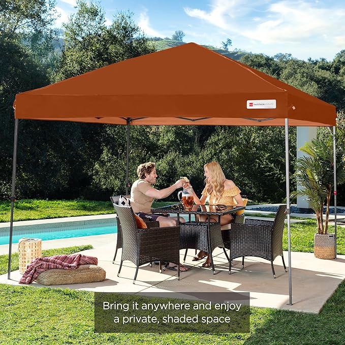 Best Choice Products 10x10ft Pop Up Canopy Tent, Outdoor Shade, 1 Person 1 Minute Set Up, Carry Case, 4 Weight Bags - Rust