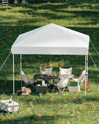 GarveeLife 10x10 Pop Up Canopy with One Button Push Setup - Heavy Duty Outdoor Canopy Tent with Portable Roller Bag - 3 Adjustable Height, 4 Weight Bags, 8 Stakes & 4 Guy Ropes Included, White