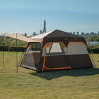 KTT Extra Large Tent 10-12-14 Person(A),Family Cabin Tents,2 Rooms,3 Doors and 3 Windows with Mesh,Straight Wall,Waterproof,Double Layer,Big Tent for Outdoor,Picnic,Camping,Family Gathering