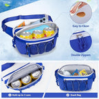 Fanny Pack Cooler, Insulated Waist Pack Snack Bag, Portable Hip Pack for Beach, Camping and Hiking, Blue