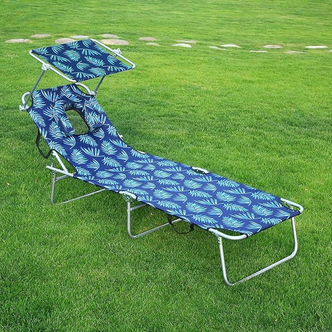 Portable Folding Bed for Adults with Neck Strap Metal Canvas Fold Up Bed with Sunshade Cots for Camping with Handles Load Bearing 160kg for Guest, Travel, Vacation, Camping(Brass)