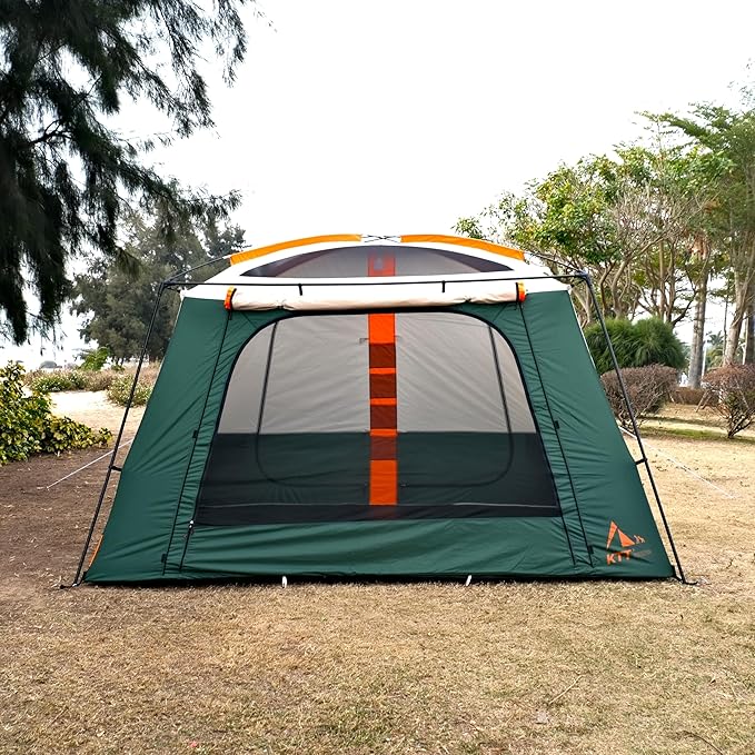 KTT Extra Large Tent 10-12-14 Person(B),Family Cabin Tents,2 Rooms,3 Doors and 3 Windows with Mesh,Straight Wall,Waterproof,Double Layer,Big Tent for Outdoor,Picnic,Camping,Family Gathering