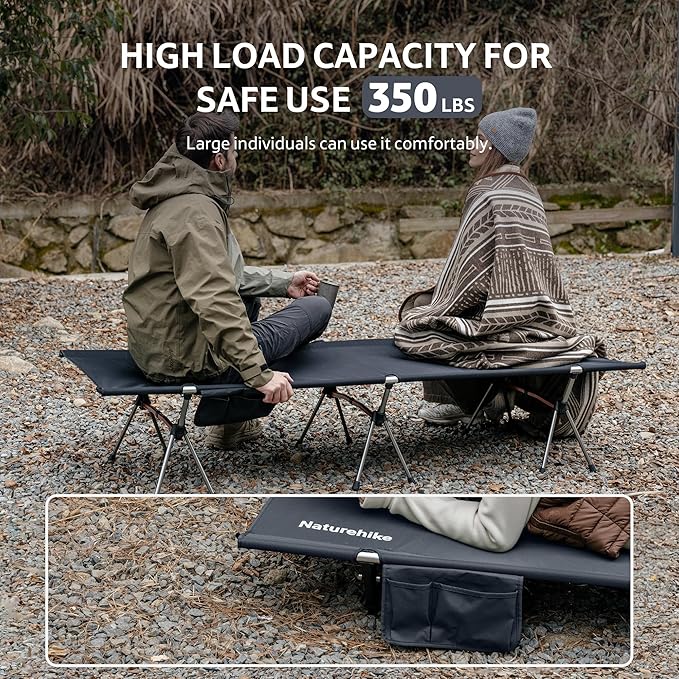 Naturehike ArmyWild Folding Camping Cot, Height Adjustable Ultralight Backpacking Cot, Portable Camping Bed for Camping Hiking Travel Home