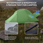 Naturehike Cloud Up 3 Person Backpacking Tent with Footprint - 3 Season Free Standing Lightweight 3 Person Camping Tent | with Footprint, Free Standing, Dome, Camping, Hiking, Waterproof