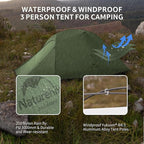 Naturehike Cloud Up 3 Person Backpacking Tent with Footprint - 3 Season Free Standing Lightweight 3 Person Camping Tent | with Footprint, Free Standing, Dome, Camping, Hiking, Waterproof