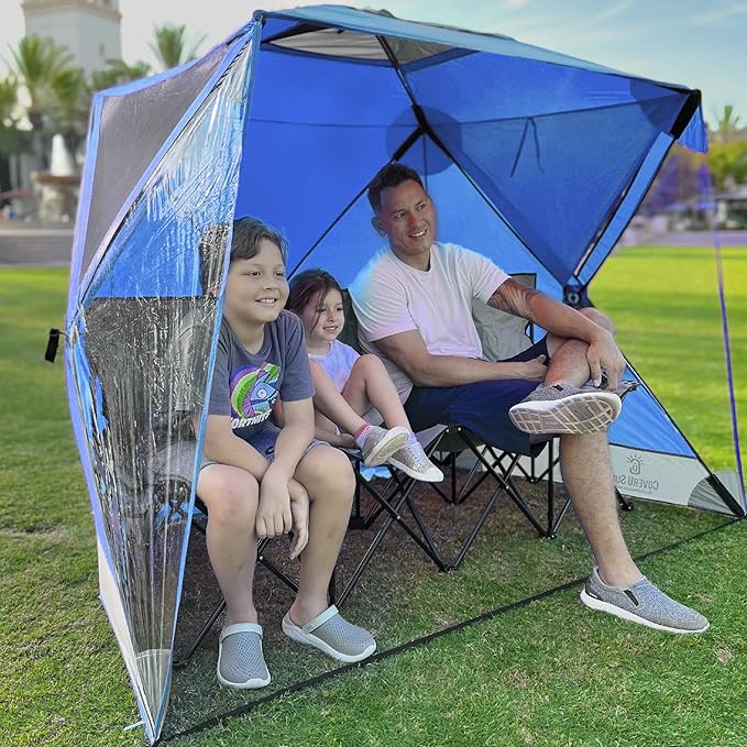 CoverU Sports Tent Pod For 3-4 People - RAIN or Sun Protection – NEW Large Pop Up Climate Canopy Shelter – Soccer, Football, Softball & Other Sporting Events and Parades - Patented and Patents Pending