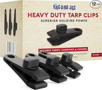 12 Pack - Tarp Clips Heavy Duty Lock Grip - Strong Clips - Superior Holding Power - Alligator Locking Clamp Design - Multipurpose, Tarp Tie Downs, Canvas, Shade Cloth, Tent, Banner, Awnings (12 Pack)