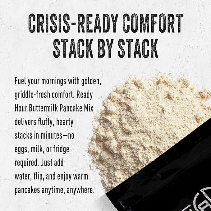 Ready Hour Buttermilk Pancake Mix Case Pack – 50 Servings (5 Pouches) – Emergency Breakfast Supply, Long-Term Food Storage, Prepper Pantry Essentials, Shelf-Stable Breakfast Mix