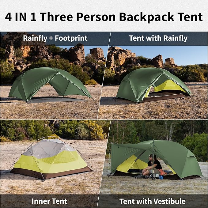 Naturehike Mongar Base 2-3 Person Camping Tent, Lightweight Waterproof Backpacking Tent with Footprint