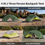 Naturehike Mongar Base 2-3 Person Camping Tent, Lightweight Waterproof Backpacking Tent with Footprint