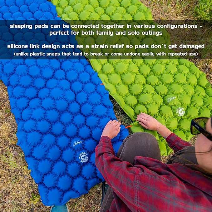 ECOTEK Outdoors Hybern8 Lynx - Linkable, Oversized Sleeping Pad - Innovative & Easy to Use - Lightweight & Compact - Perfect for Backpackers, Overlanders, Couples, and Families (Evergreen)