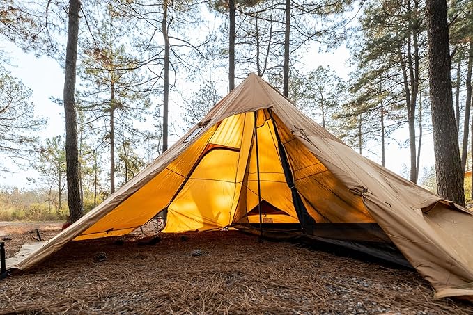 Hot Tent with Stove Jack Onefires Large Teepee Tent for Outdoor Family Camping 4-8 Person | with Stove Jack, Large, for Family Camping