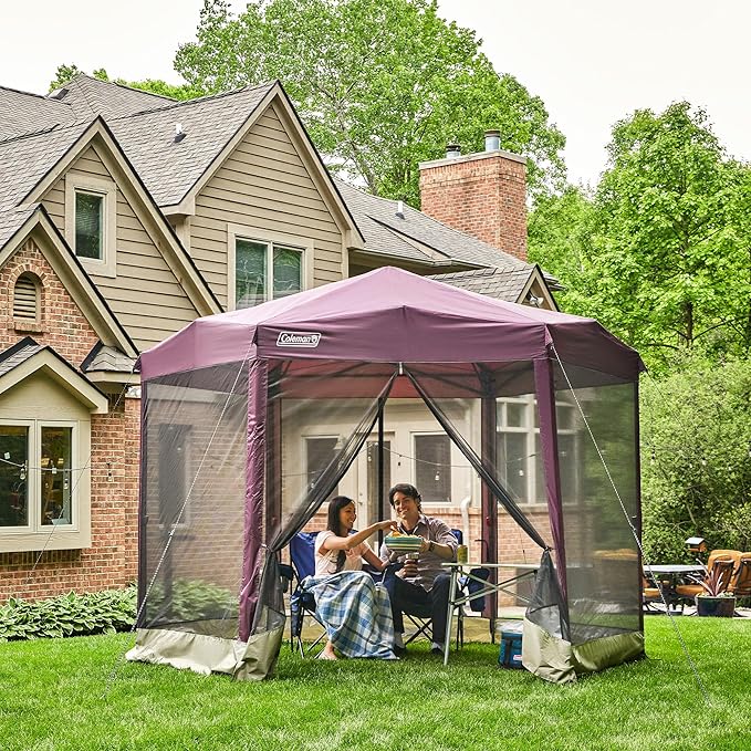 Coleman Back Home Screened Canopy Tent with Instant Setup, Outdoor Gazebo for Bug-Free Lounging, Fits Over Picnic Tables, Ideal for Parties, Events, Tailgates, Dining, & More