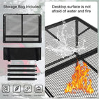 Folding Grill Table Camping Table with Mesh Desktop, Lightweight 3 FT Metal Table for Outside, Height Adjustable Portable Grill Tables for Camping, Picnic, Beach and BBQ, RV