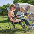 PORTAL Oversized Folding Rocking Camping Chair Portable Outdoor Rocker with High Back Hard Armrests Carry Bag, Supports 400 lbs