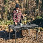 OUTSIDER Folding Camping Table, Portable Roll-up Outdoor Lightweight Aluminum Camp Table for Picnic BBQ Backyards Beach, Large Storage Mesh Pocket and Carrying Bag Included