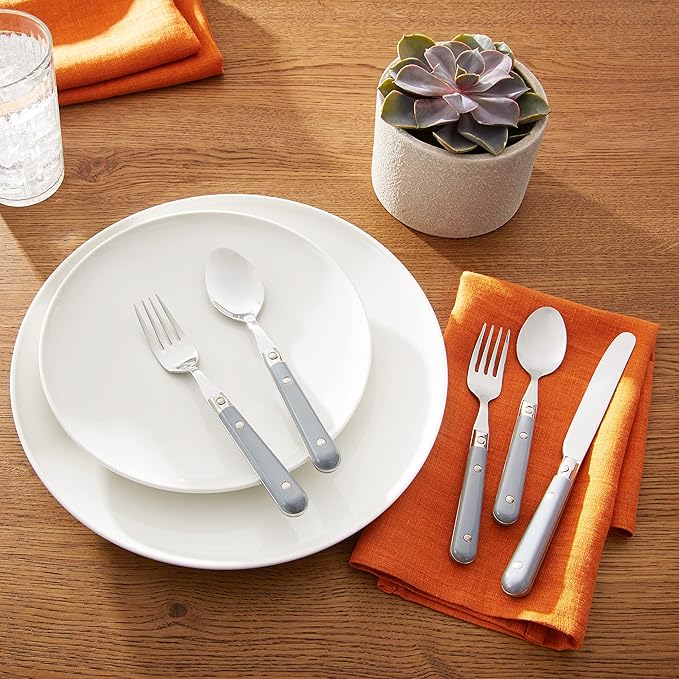 Ginkgo International Le Prix Stainless Steel Dishwasher-safe 30piece flatware set, Service for 6, Grey (22719)