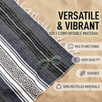 Hydration Nation Authentic Extra Large Mexican Blanket (70"x50") - Handwoven Yoga, Serape - Artisanal Falsa, Beach, Camping, Picnic, Outdoor (Blue Haze)