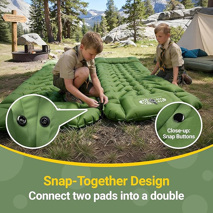 Camping Sleeping Pad, Backpacking Sleeping Pad with Built-in Pillow and Foot Pump, 4in Thick Compact Inflatable Camping Air Mattress for Hiking Tent Road Trip Car Camp Travel Gear