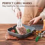 SENSARTE Nonstick Grill Pan for Stove Tops, Versatile Griddle with Pour Spouts, Square Big Cooking Surface, Durable Skillet Indoor & Outdoor Grilling. PFOA Free,12Inch