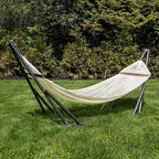 Best Home Fashion Hammock with Collapsible Steel Stand 450 lbs Capacity & Carrying Case, Portable & Adjustable, Perfect for Camping Beach Summer Patio, EZ Daze Foldable Hammock with Stand- Ivory