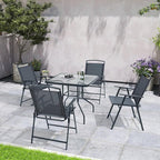 Crestlive Products Folding Patio Chairs Set of 4, Foldable Outdoor Chairs for Outside Portable Lawn Chair with Durable Rust-Resistant Frame and Breathable Textilene Material, Gray