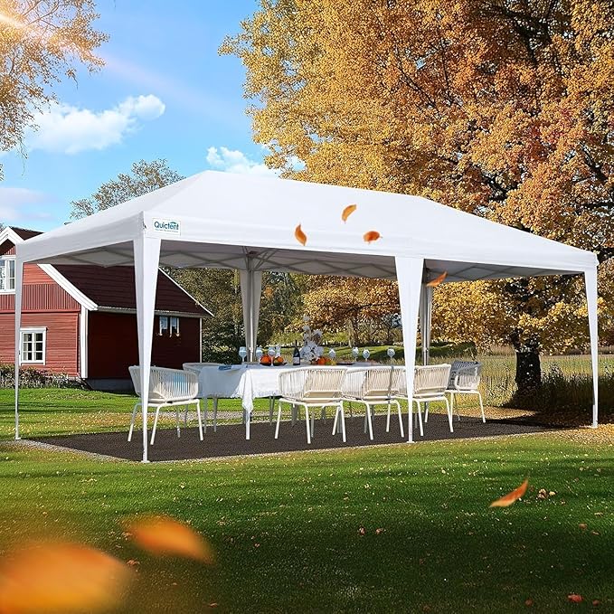 Quictent 10x20 Pop up Canopy Without Sidewalls Easy up Canopy Tent Instant Shelter with Windows for Outdoor Event Party